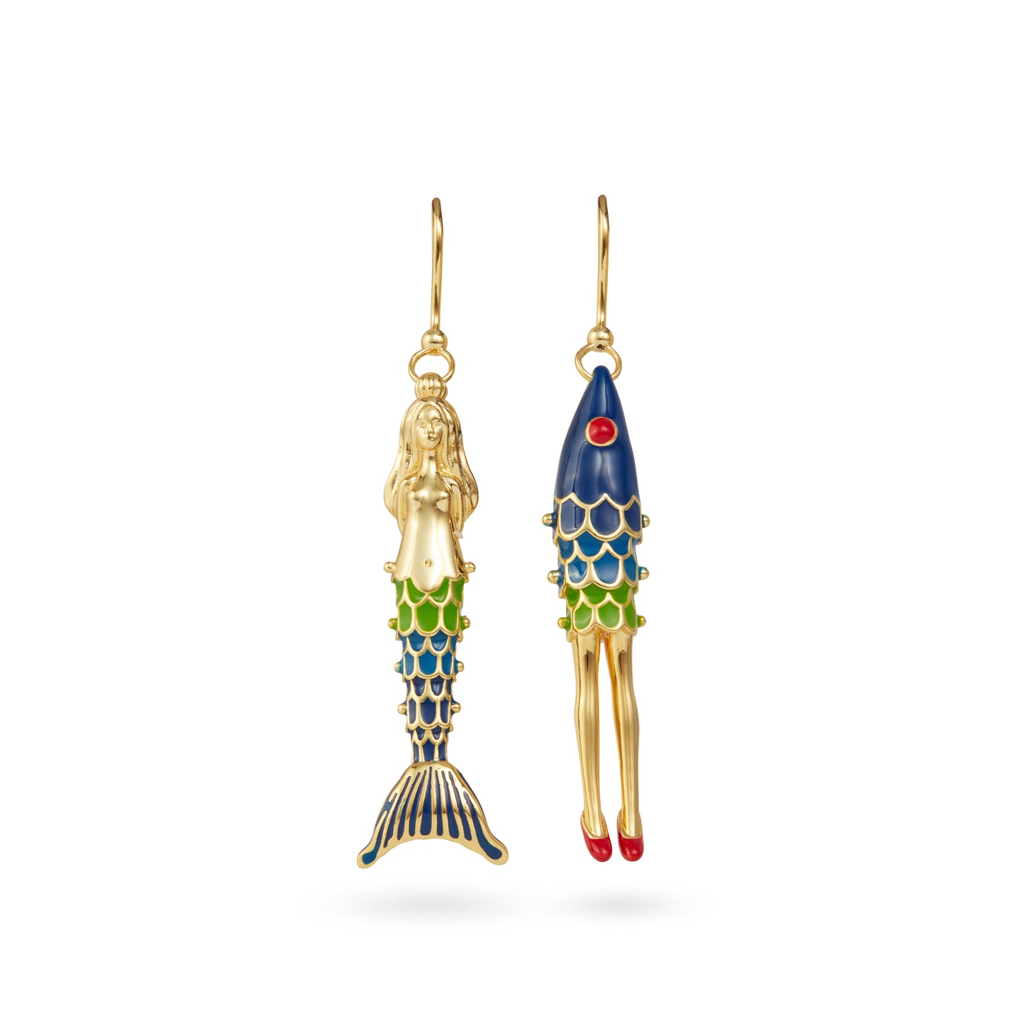 "The Mermaid Sisters" Gold Earrings