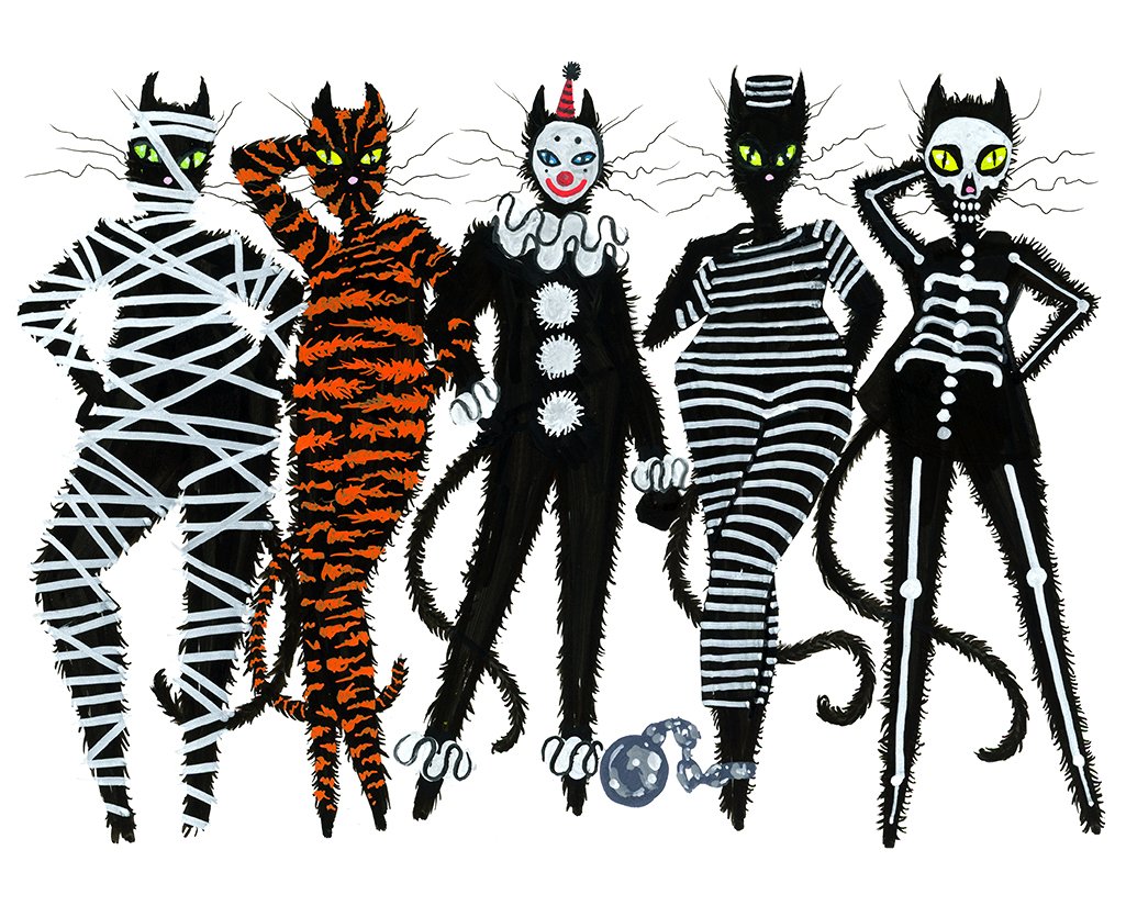 "Cats in Costumes" Art Print