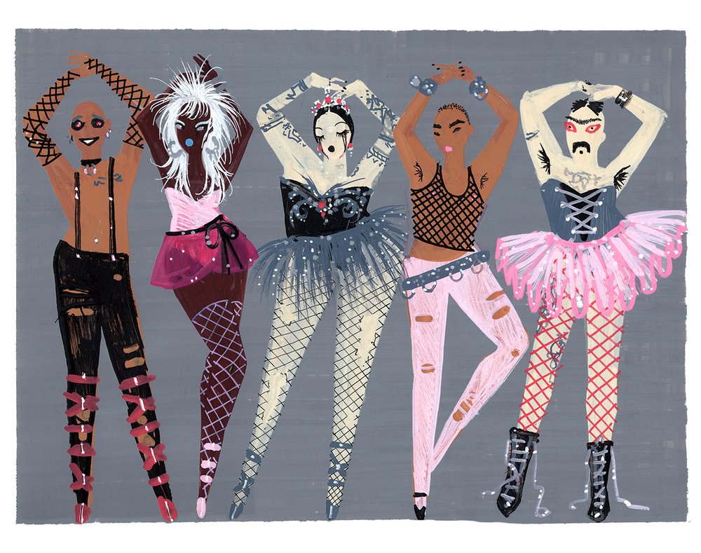 "Gothic Ballerinas" Art Print