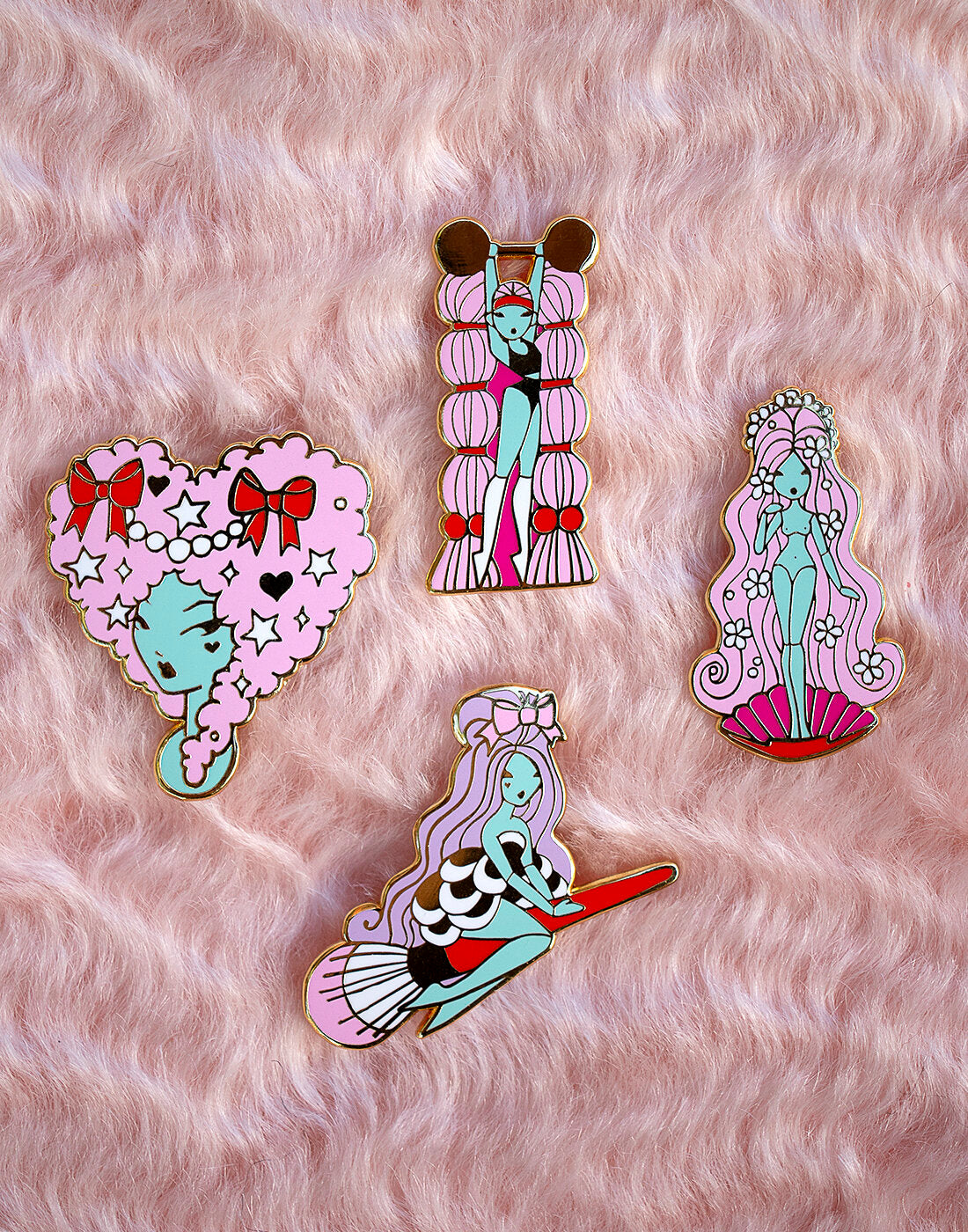 Set of Four Enamel Pins
