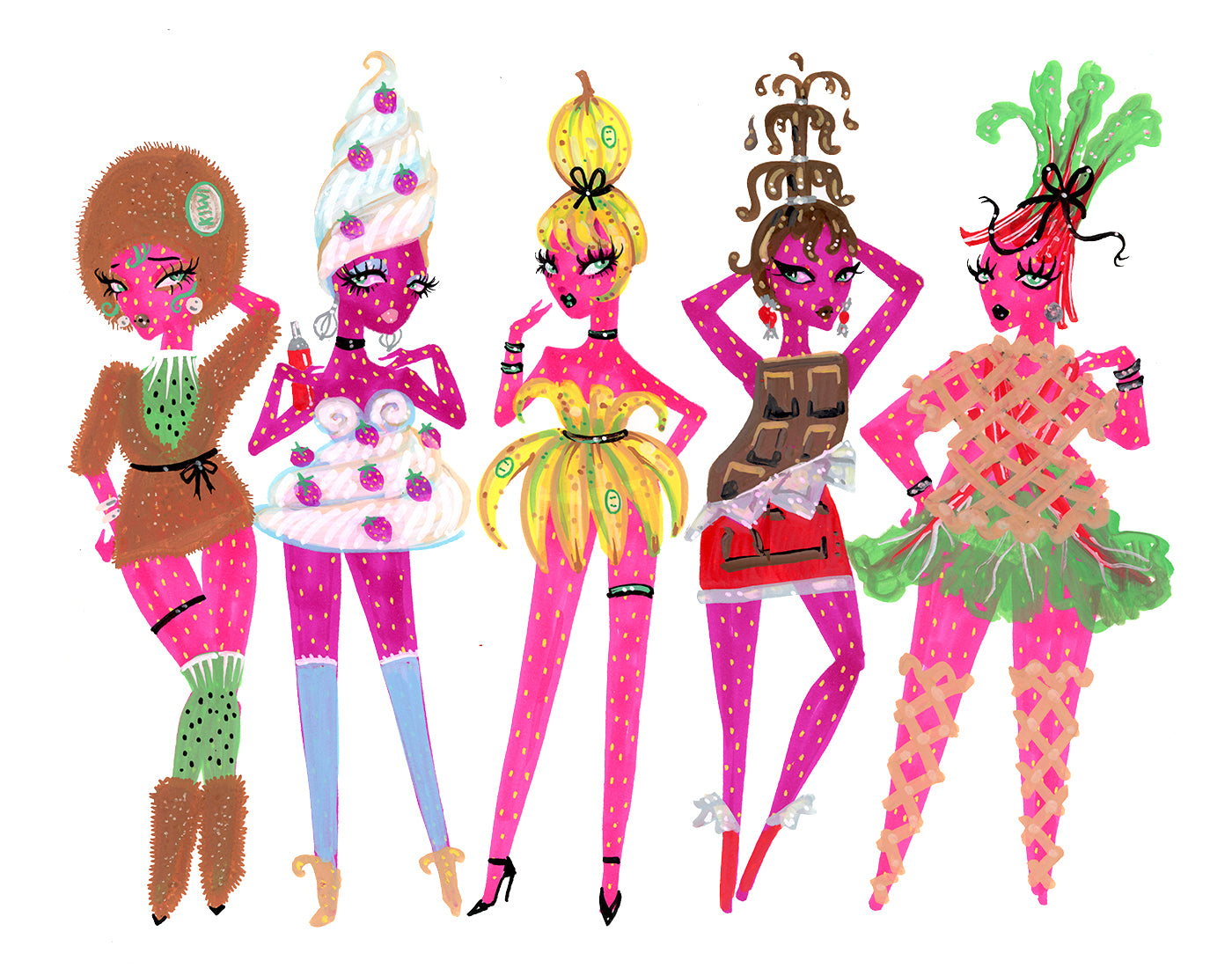 "Strawberry Dress Up" Art Print